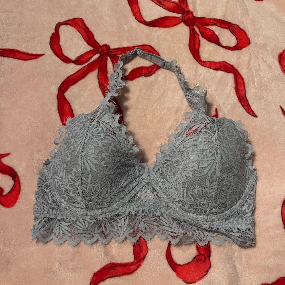 PINK Lace Halter Bralette in purple